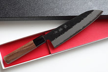 Load image into Gallery viewer, CH012 Japanese Wa-Santoku knife Zenpou - Aogami super steel black 170mm