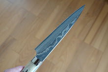 Load image into Gallery viewer, CS209 Japanese Petty knife Saji - VG10 Black Damascus 145mm (deer horn handle)