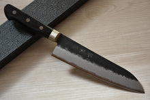 Load image into Gallery viewer, Japanese black santoku knife Aogami super steel by Zenpou brand
