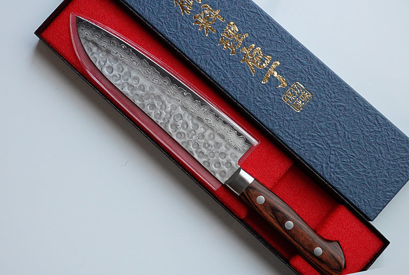 VG 10 Japanese Damascus Santoku Knife With 3-Metal Mosaic Rivet – SEIKO  KNIVES