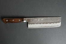 Load image into Gallery viewer, CH010 Japanese Nakiri knife Zenpou - Aogami super steel Hammered 165mm (Red(burgundy) handle)
