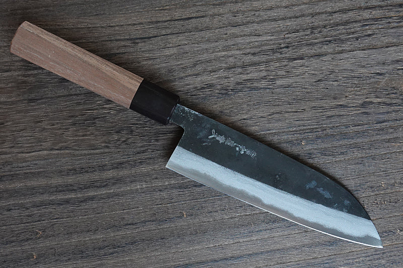 CK101 Japanese Santoku knife Tosa-Kajiya - Aogami#2 Damascus black 170mm