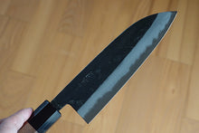 Load image into Gallery viewer, CK101 Japanese Santoku knife Tosa-Kajiya - Aogami#2 Damascus black 170mm
