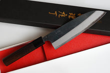 Load image into Gallery viewer, CM003 Japanese black Santoku knife Muneishi - Aogami#2 steel 170mm
