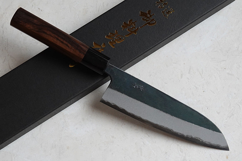 CM003 Japanese black Santoku knife Muneishi - Aogami#2 steel 170mm