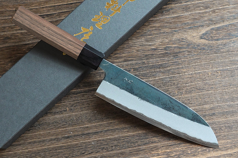 CM003 Japanese black Santoku knife Muneishi - Aogami#2 steel 170mm