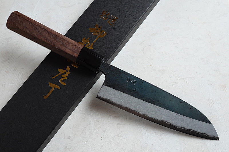 CM003 Japanese black Santoku knife Muneishi - Aogami#2 steel 170mm