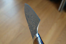 Load image into Gallery viewer, CS210 Japanese Santoku knife Saji - R2 Damascus steel 180mm(Iron wood handle)
