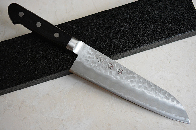 Japanese santoku knife hammered Aogami super steel by Zenpou brand