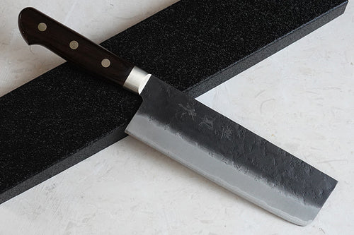 Japanese black nakiri knife Aogami super steel by Zenpou brand