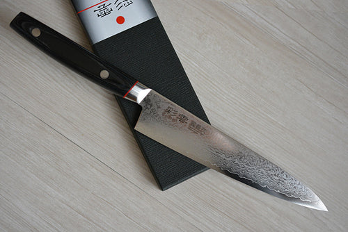Japanese Petty knife VG10 Damascus steel by Sekikanetsugu Saiun brand