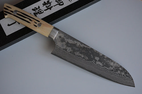 Japanese Santoku Knife VG10 Damascus steel Saji Brand Deer antler handle
