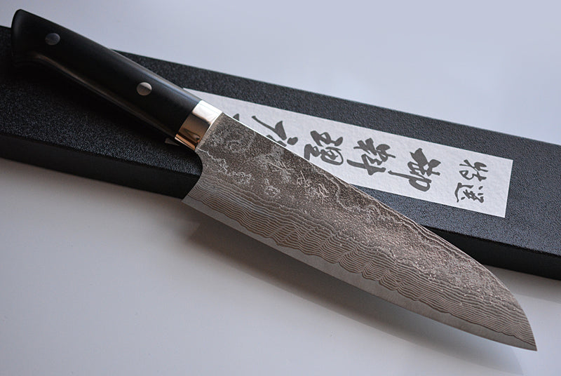 Japanese Santoku Knife VG10 Damascus steel Saji Brand with Micarta handle