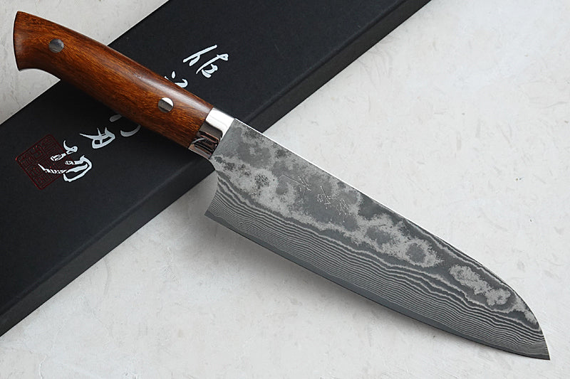 Japanese Santoku Knife VG10 Damascus steel Saji Brand Iron wood handle