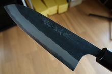 Load image into Gallery viewer, CY301 Japanese Black Santoku knife Yamamoto - Aogami Super steel 165mm

